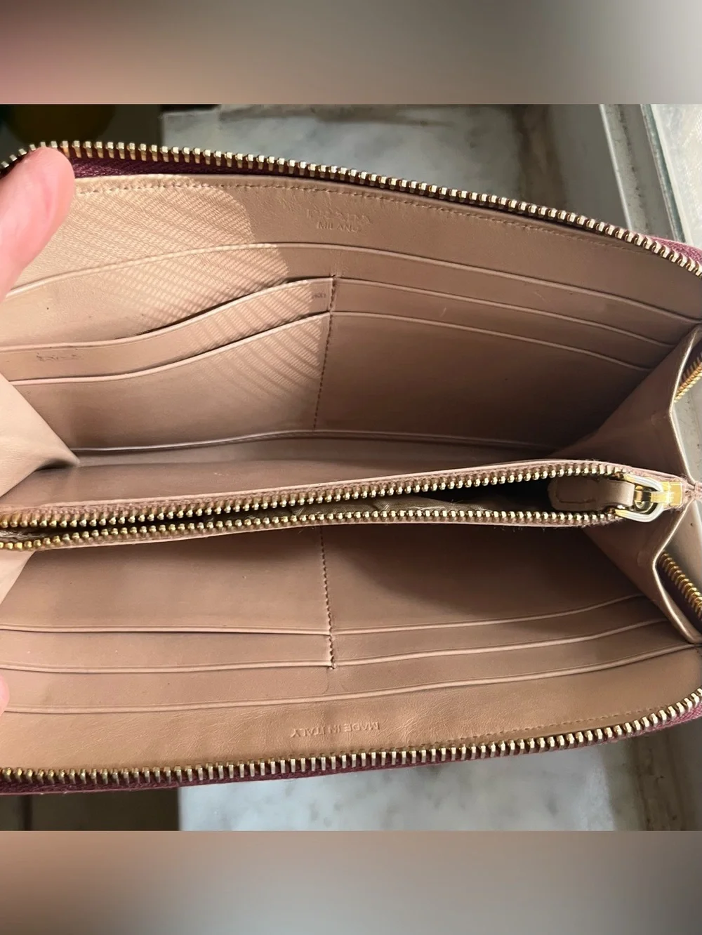 Prada continental wallet Pink Leather with gorgeous Monagram hardware.
